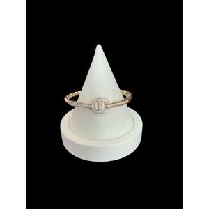 Gold Bangle Bracelet with Clear Crystals